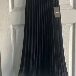 DKNY Navy Pleated A-Line Skirt